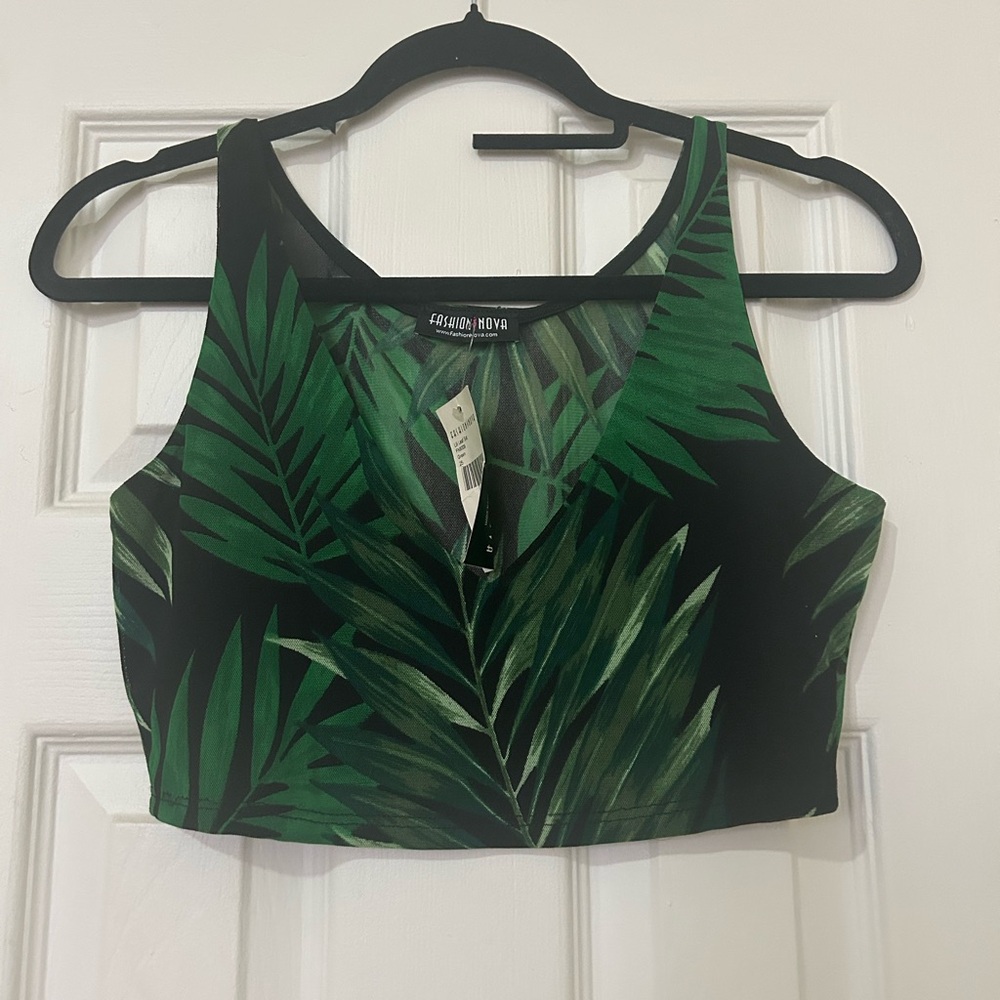 Fashion Nova Tropical Green Leaf Tank Top